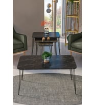 Zigon Sehpa Kr Ve Orta Sehpa Kr Set Siyah Ayak Krem Tel 1100