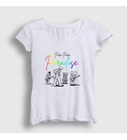 Presmono Kadın Beyaz Paradise Coldplay T-Shirt 471301tt (Beyaz)