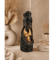 El Yapımı Kadın Figürlü Yeşil Dekoratif Şişe Modern Sanat Biblo Ev Salon Ofis Dekoru 30 cm