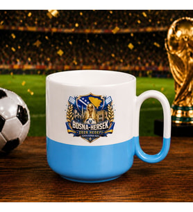 BK Gift Bosna-Hersek Taraftar Temalı Dünya Futbol Kupası Tasarımlı Mavi Joyful Kupa Bardak-4