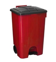 Omnipazar SY-4265 Kırmızı 85 lt Köşeli Pedallı Tekerlekli Çöp Kovası