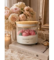 Gül Bahçesi Mum - Mumelia Candles Doğal Soya Cam Kavanozda Güller Tasarım Dekoratif Mum