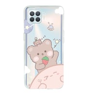 Oppo Reno 4 Lite Uyumlu Tatlı Ayıcık Desenli Şeffaf Telefon Kılıfı