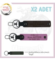 Motosiklet Aşıklarına, İsim Plaka ve 0 Rh (+) Kan Grubu Acil Durum Anahtarlığı, K Kahve-Pembe-Ysl (Çok Renkli)