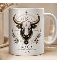 Boğa Burcu Temalı Kupa Bardak – Astroloji ve Burç Tasarımlı Seramik Kupa