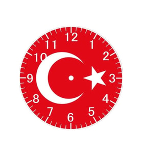 Türk Bayraklı Duvar Saati - Türk Bayraklı Saat (Çok Renkli)