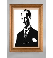 Altın Varaklı Paspartulu Çerçeveli Atatürk Tablo sd504