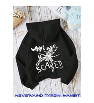 Unisex Whe Are you Baskılı Oversize Baskılı Kapşonlu Sweatshirt 3 Iplik (Siyah)