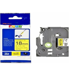 PUUN®Brother P-Touch TZE-FX641 18MM x 8m Sarı Üzerine Siyah Esnek Muadil Laminasyon Etiket Şeridi (Çok Renkli)