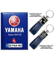 Plakanıza Özel Yamaha Logolu Lacivert Ruhsat Kabı ve Anahtarlık