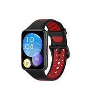 Mey İthalat® Watch 2 Spor Delikli Kordon - Siyah-Kırmızı