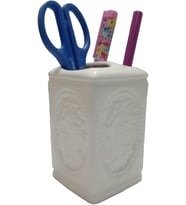 KALEMLİK ÇİÇEKLİ KARE MODEL SERAMİK OFİS GERECİ 8X8X11CM