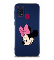 Samsung Galaxy M31 Soft Premier Kapak Minnie Mouse-B Tasarımlı Silikon Kılıf - Lacivert (Şeffaf)
