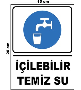 Metal İçilebilir Su 15cm x 20cm Uyarı Levhası Yönlendirme Tabelası