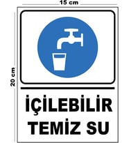 Metal İçilebilir Su 15cm x 20cm Uyarı Levhası Yönlendirme Tabelası