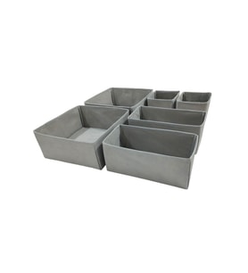 6'lı Gri Çekmece Içi Düzenleyici Organizer Set - Çok Amaçlı Dolap Içi Kutu Seti