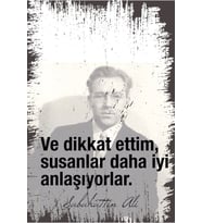 Sabahattin Ali Ve Dikkat Ettim Susanlar Daha Iyi Anlaşıyorlar Retro Ahşap Duvar Poster 20x30