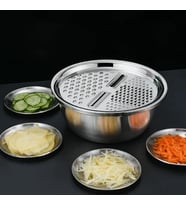 Paslanmaz Çelik 2 Parça Rendeli  Karıştırma Kabı 26 CM (Silver)