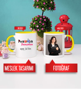 Psikolojik Danışman Kupa Bardak Sarı Fotoğraflı