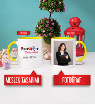 Psikolojik Danışman Kupa Bardak Sarı Fotoğraflı