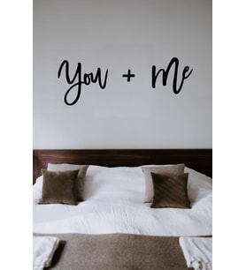 Dekoratif Ahşap Duvar Tablosu You + Me Duvar Süsü Duvar Tablosu (Siyah - Beyaz)