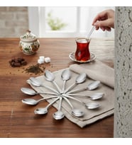 Paslanmaz Çelik Çay Kaşığı Seti - Ay Yıldız Motifli Kararmaz Takım