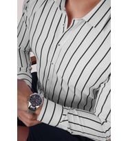 Beyaz Siyah Çizgili Slimfit Erkek Gömlek (Beyaz-Siyah)