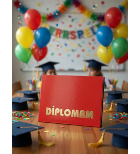 Kırmızı Varaklı Diplomam Okul Öncesi İlkokul Mezuniyet Belgesi Hatıra Sertifika