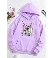 Unisex Flowers Baskılı Sweatshirt (Lila)