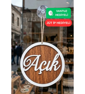 Üç Katlı El Yazılı Modern Açık/Kapalı Tabelası - Akçaağaç-Ceviz