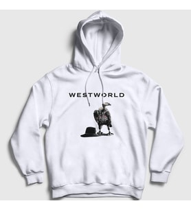 Presmono Unisex Beyaz Vulture Westworld Kapüşonlu Sweatshirt 225111tt