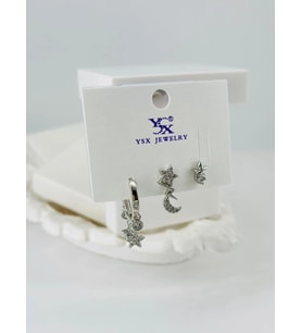Zirkon Taşlı Üçlü Kombin Küpe - Kp00069