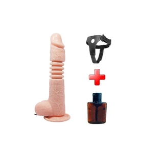 Belden Bağlamalı 22 cm İleri Geri Hareketli Gerçekçi Silikon Vantuzlu Penis