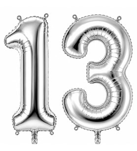 13 Rakam Folyo Balon Gümüş Rengi (100 cm)