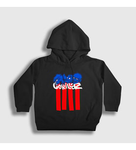 Presmono Unisex Çocuk Siyah Blocks Gorillaz Kapüşonlu Sweatshirt 54189tt