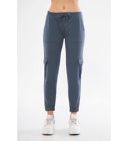 Kargo Cepli Kadın Jogger Pantolon (DOUBLE FACE A KUMAŞ TASARIM) (Mavi)