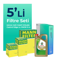 MANN BMW 1.16D Filtre Bakım Seti Castrol Motor Yağlı (2015-2019) 5 Li