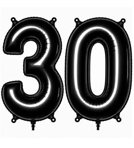 30 Rakam Folyo Balon Siyah Rengi (76 cm)