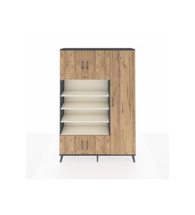 Arges Dolap 11 Raflı 5 Kapaklı 132x30x195 Antrasit-Çam/Aytaşı