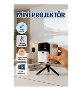 Hafif Taşınabilir Mini Projektör 750 Gram Tripod Destekli Mobil Kullanım