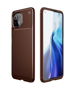 Xiaomi Mi 11 Lite Kılıf Esnek Soft Karbon Tasarım Legion Serisi (Kahverengi)