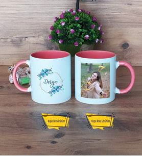 İsme Özel Doğum Günü Hediyesi Kupa Bardak Pembe Fotoğraflı