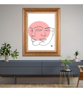 Altın Paspartulu Çerçeveli Tablo V703 (Gold)