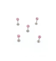Renkli Taşlı Çelik 5 Adet Kaş Tragus Piercing