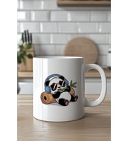 Sevimli Panda Desenli 330ml Baskılı Beyaz Seramik Kupa Bardak