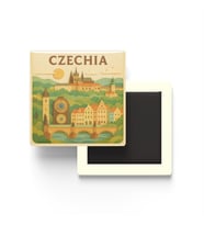 Çekya - Czechia - Paper Cut Art - Baskılı Buzdolap Magneti Kare - 9x9 cm