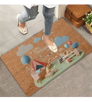Valerine Life Kamp Piknik Temalı Welcome Kapı Önü Paspası 45x70cm (Kahverengi)