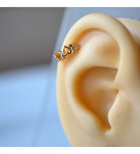 I Love u Yazılı  Halka Helix Piercing Kıkırdak Küpesi Love Küpe (Çok Renkli)