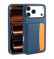 iPhone 17 Pro Max Kılıf Kartlıklı X-Kart Silikon Kılıf (Lacivert)