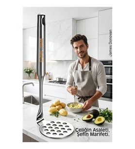 304 Paslanmaz Çelik Lüks Patates Ezici - 23 Cm Profesyonel Püre Yapıcı & Mutfak Gereci